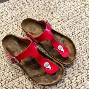 Birkenstock Red Sandals with Classic Two-Strap Design